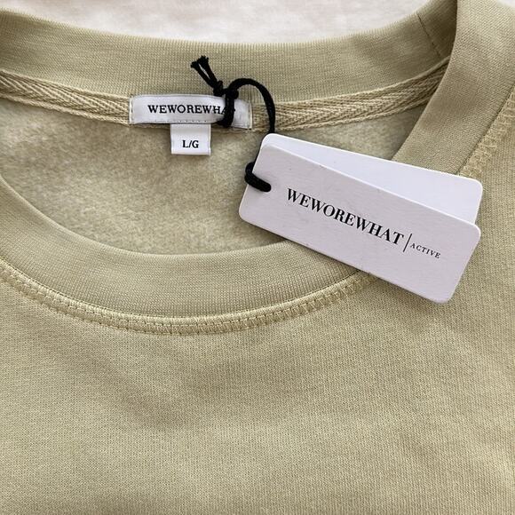 WeWoreWhat Cropped Crewneck Activewear Sweatshirt Raw Hem Zwy Hay Yellow Size L - Picture 6 of 11